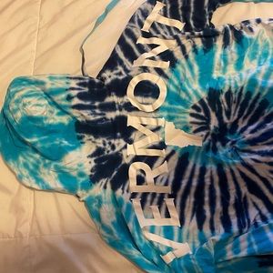 Vermont Size Large Blue Tie Dye Long Sleeve Hooded Tee